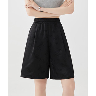 more松紧腰短裤 宽松冰丝休闲裤 2025夏季 百搭休闲阔腿裤 薄款 one