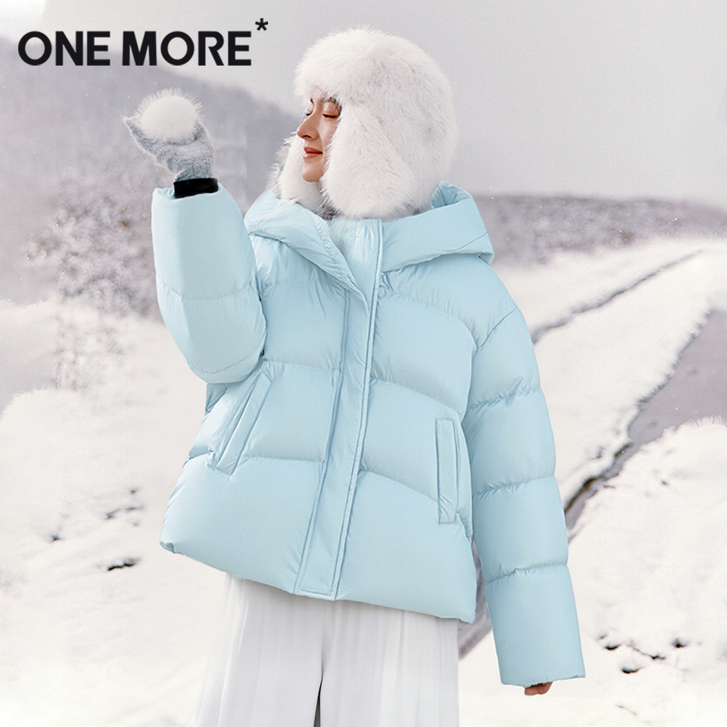 onemore鸭绒羽绒服女连帽