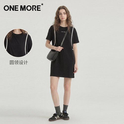 one more黑色简约连衣裙女2026新款今年流行爆款夏装宽松显瘦裙子