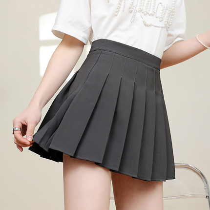 ONE MORE2025夏潮流百搭休闲百褶裙学院风松紧半截裙含安全裤