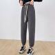 one 潮流百搭欧棉绒粗条加绒保暖灯笼裤 more简约宽松休闲裤 女时尚