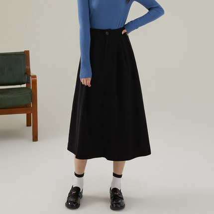 one more法式赫本风半身裙女2025秋冬高级感a字裙显瘦气质半裙