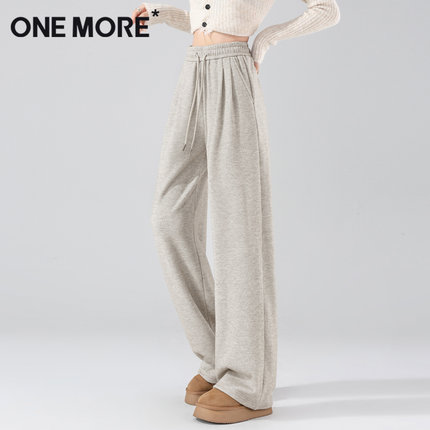 one more加绒阔腿裤女2025新款秋冬运动休闲裤一体绒保暖糯米裤X