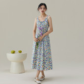 more无袖 背心裙法式 碎花吊带连衣裙女2025夏季 one 新款 气质长裙