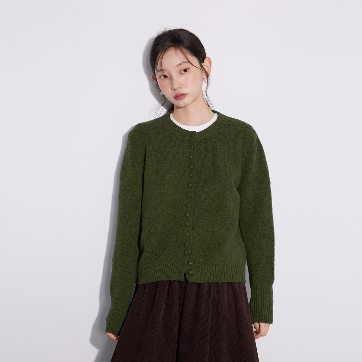 圆领毛衣开衫女士洋气女装秋冬高级感内搭打底针织衫含绵羊毛上衣