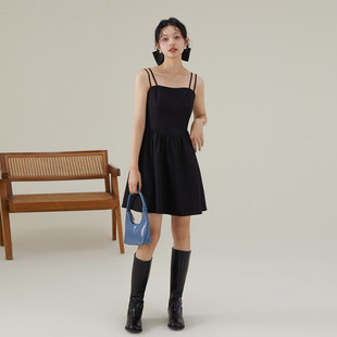 【时尚夏季】打底小黑裙小个子吊带连衣裙女年会礼服短裙显瘦裙子