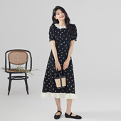 one 连衣裙女高级感气质碎花雪纺裙子 荷叶边短袖 more2025夏季 法式