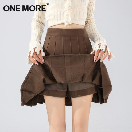 one more巨好看的半身裙早秋女2025新款爆款a字百褶裙小个子短裙X