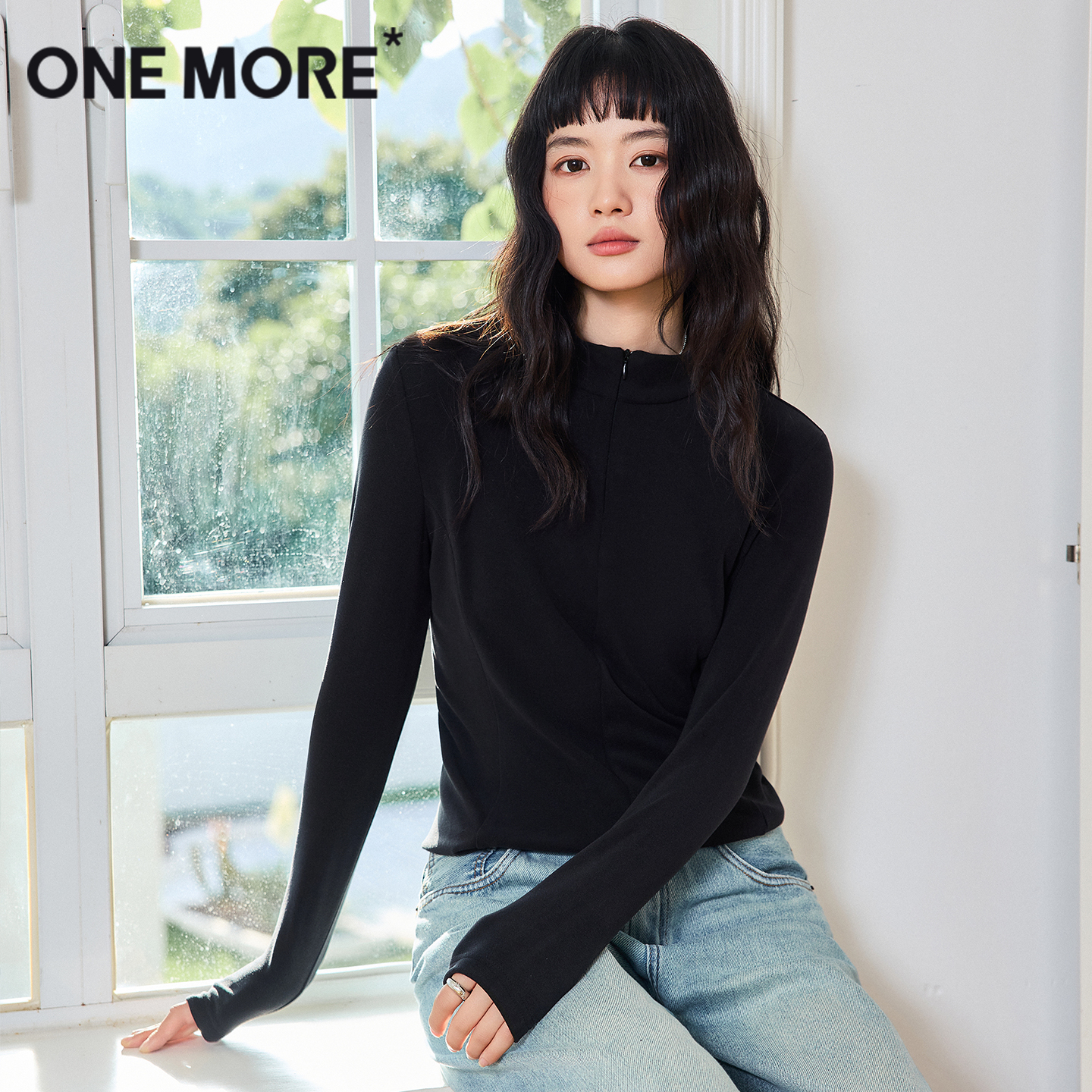 one more半拉链打底衫女2025新款德绒冲锋衣内胆秋冬贴身保暖衣X