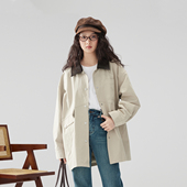 one 小个子宽松上衣 撞色翻领风衣外套女外穿2025秋季 more长袖 时尚