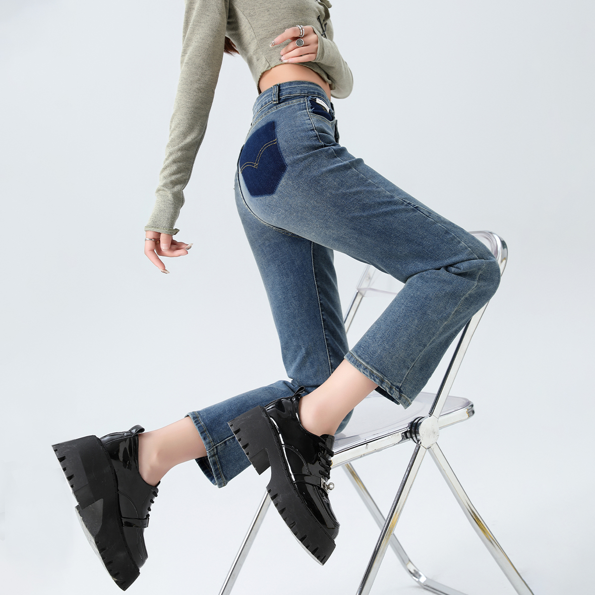 oneMore秋季新款修身牛仔裤