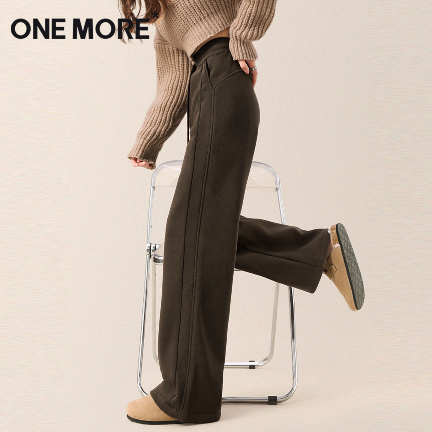 onemore慕斯绒阔腿裤