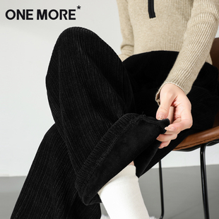 more黑色加绒裤 加厚保暖直筒裤 子女冬季 运动阔腿裤 2025新款 one