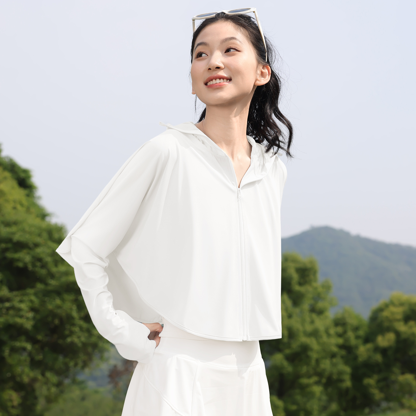 onemore冰丝斗篷大帽檐防晒衣