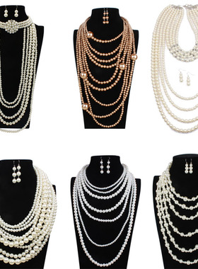 仿珍珠圆珠链复古民国风