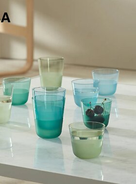 英国LSA进口创意彩色玻璃水杯鸡尾酒杯家用果汁牛奶早餐杯高颜值
