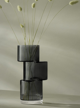 英国LSA进口Tier创意烟灰色玻璃花瓶装饰摆件家用插花瓶水培花器