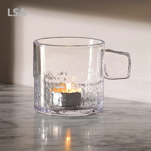 英国LSA进口玻璃茶蜡烛烛台创意手工带把手烛杯插花装 饰花瓶摆件