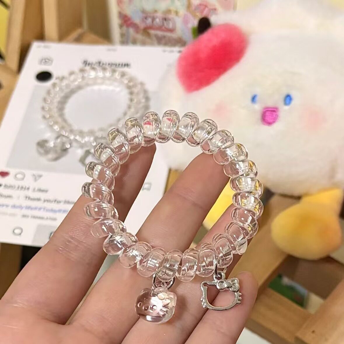 电话线发圈女扎头发绳少女小皮筋送给男朋友发圈高弹力kt发饰可爱图片