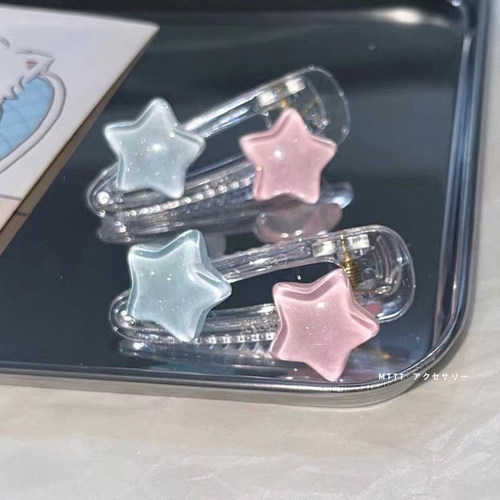 粉蓝星星发夹可爱发卡辣妹高颜值