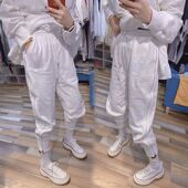 休闲运动宽松束脚裤 特大码 女韩版 300斤胖m春夏侧拉链小脚卫裤 潮