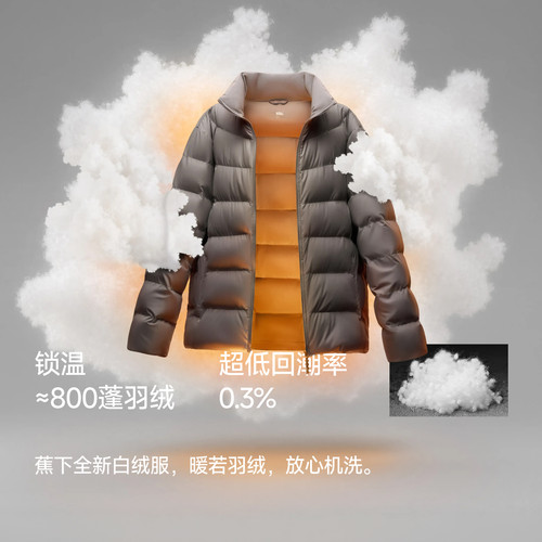 蕉下男士蓬松白绒外套