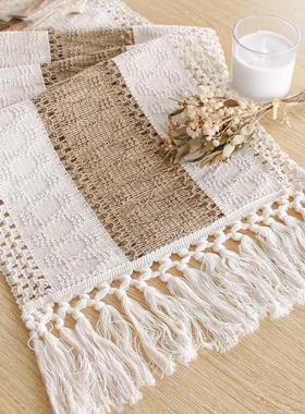 new year Linen tassel table runner桌旗棉麻流苏露营 新年桌旗