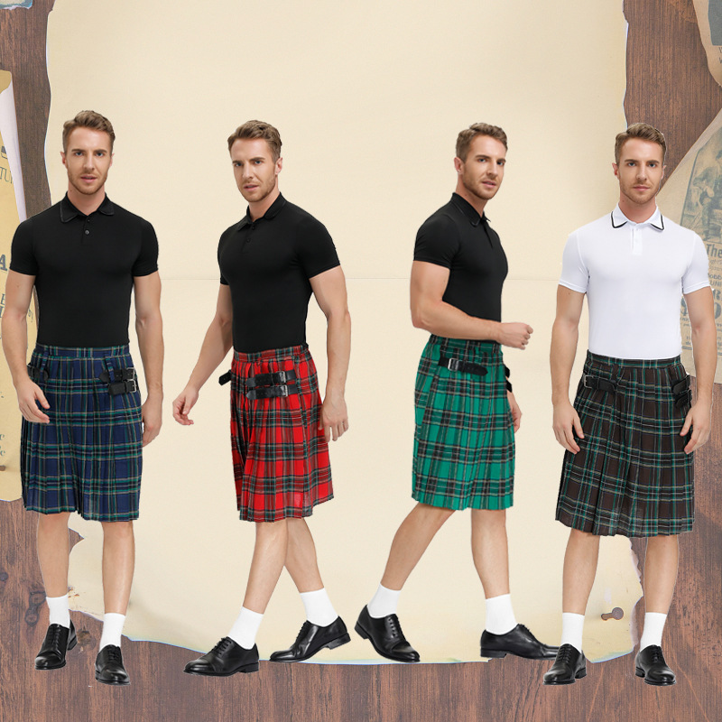 Men's Scottish plaid pleated skirt男士苏格兰格纹百褶裙