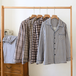 两件套 千鸟格亲肤透气宽松居家睡衣裤 春秋纯棉磨毛男士 家居服套装