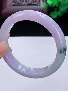 缅甸天然翡翠a货玉石观音佛冰润紫飘花春彩56 57圈口翡翠手镯玉镯