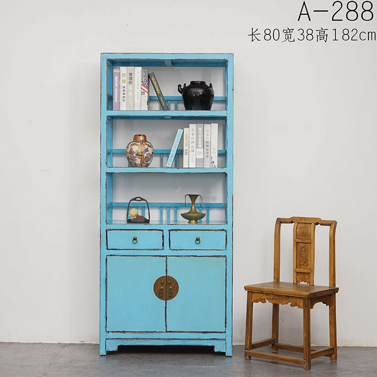 新中式实木书架书柜置物架仿古家具复古博古架多宝阁展示柜茶叶架