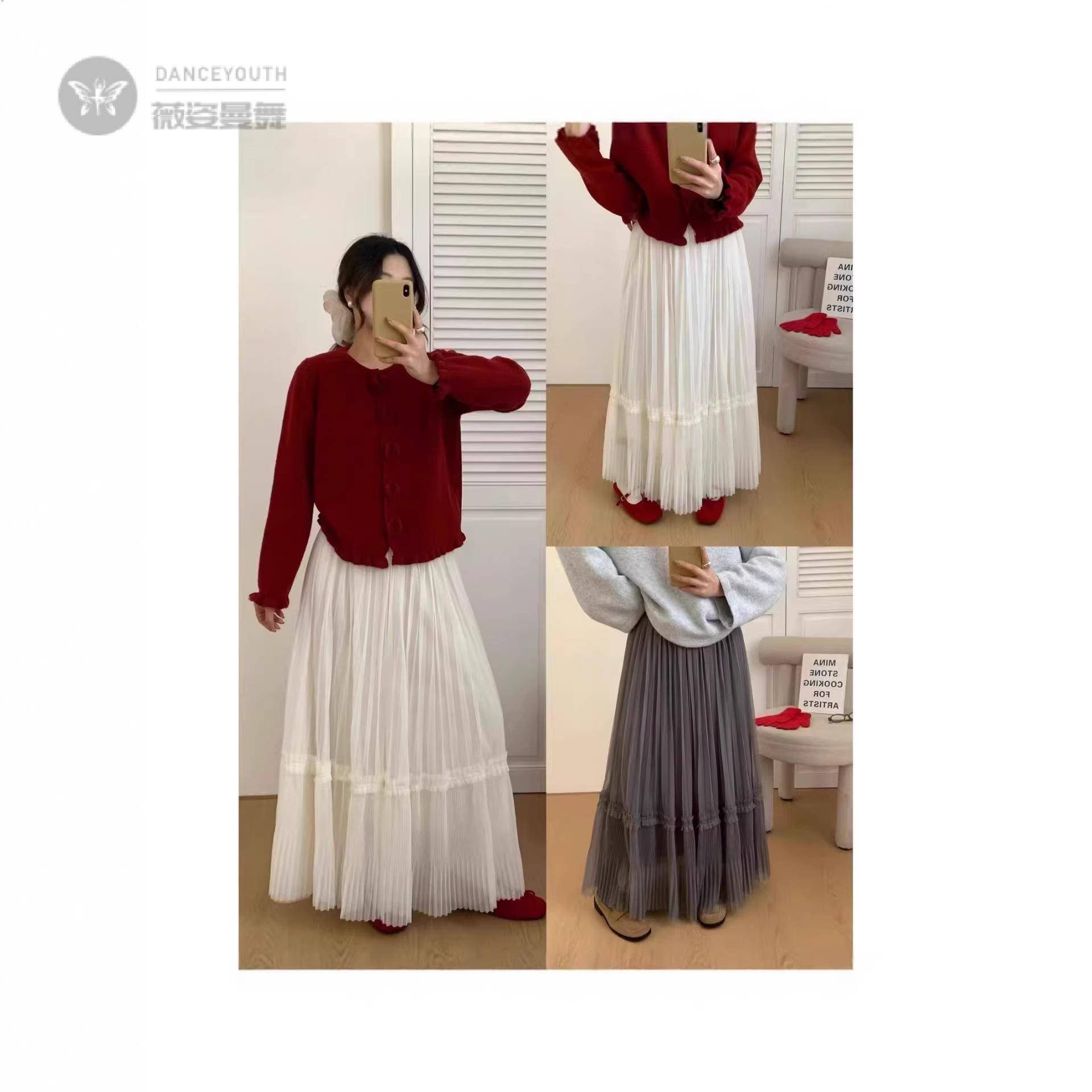 韩系甜美网纱半身裙女早春新款