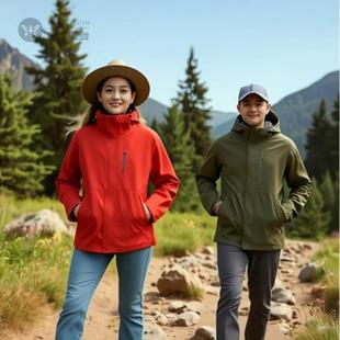 某陀紫色冲锋衣女三合一2025春秋新款防风防水户外运动外套