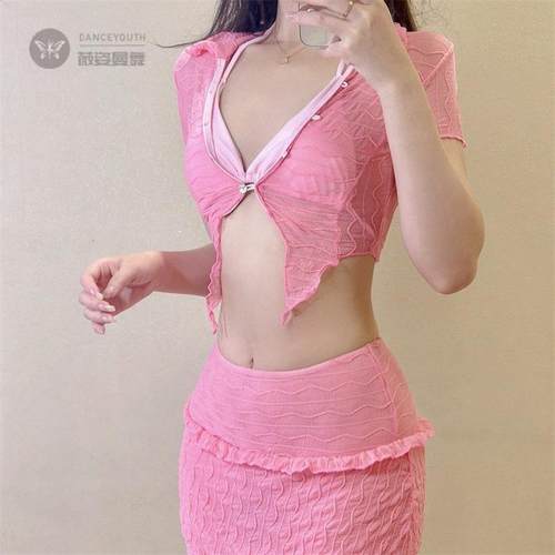 比基尼泳衣女四件套度假泳装