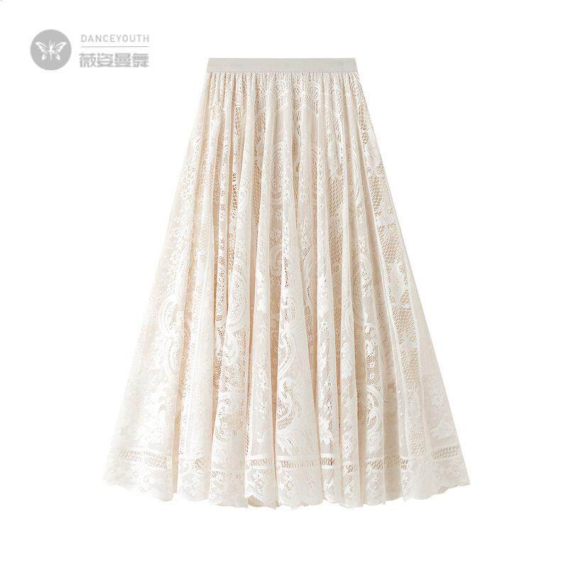 水溶蕾丝半身裙女秋冬天配毛衣2025年新款中长款高腰a字裙子0851