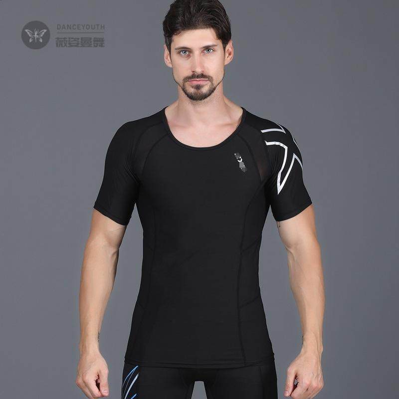 2025春季新款男士骑行服后背个性网纱拼接短袖透气速干运动上衣男