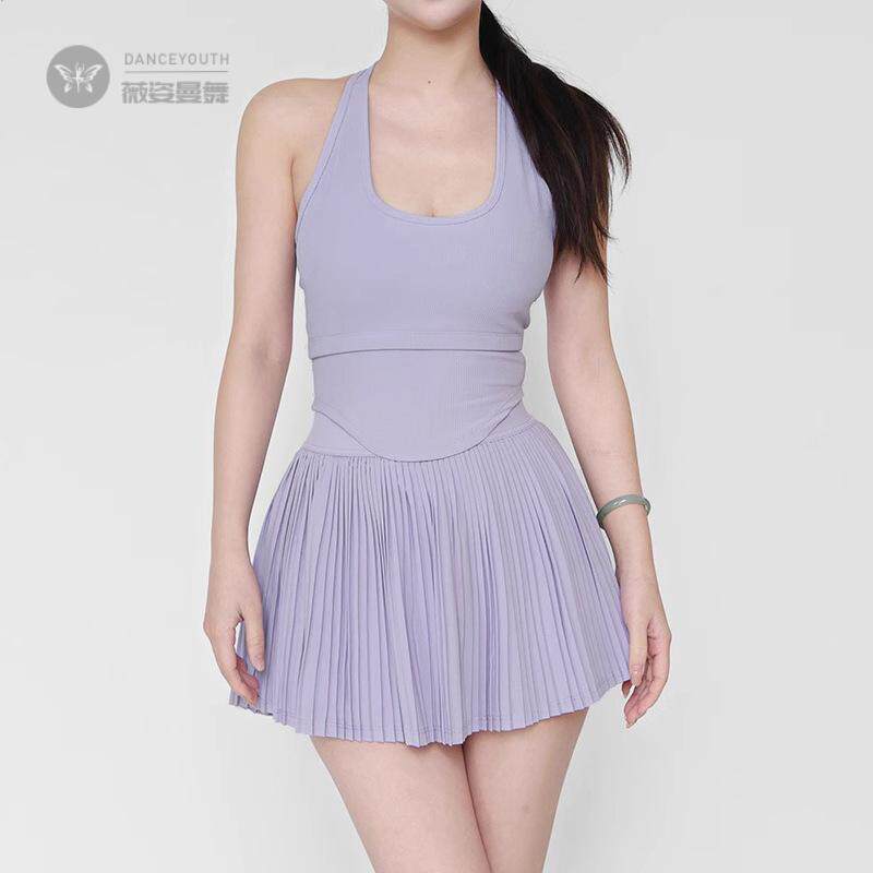 Lu风琴褶百褶裙瑜伽健身运动松紧腰甜美简约显瘦小个子短裙