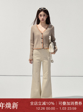 Moxiebabe辣妹风显瘦百搭垂感休闲裤女装冬季高腰显瘦微喇叭长裤