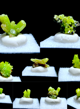 广西磷氯铅矿天然绿色矿物晶体原石盒子猫矿奇石摆件科普教学标本