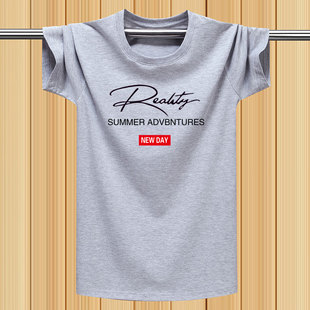 新款品牌夏季纯棉男士短袖t恤大码宽松圆领半袖青年运动汗衫男ins