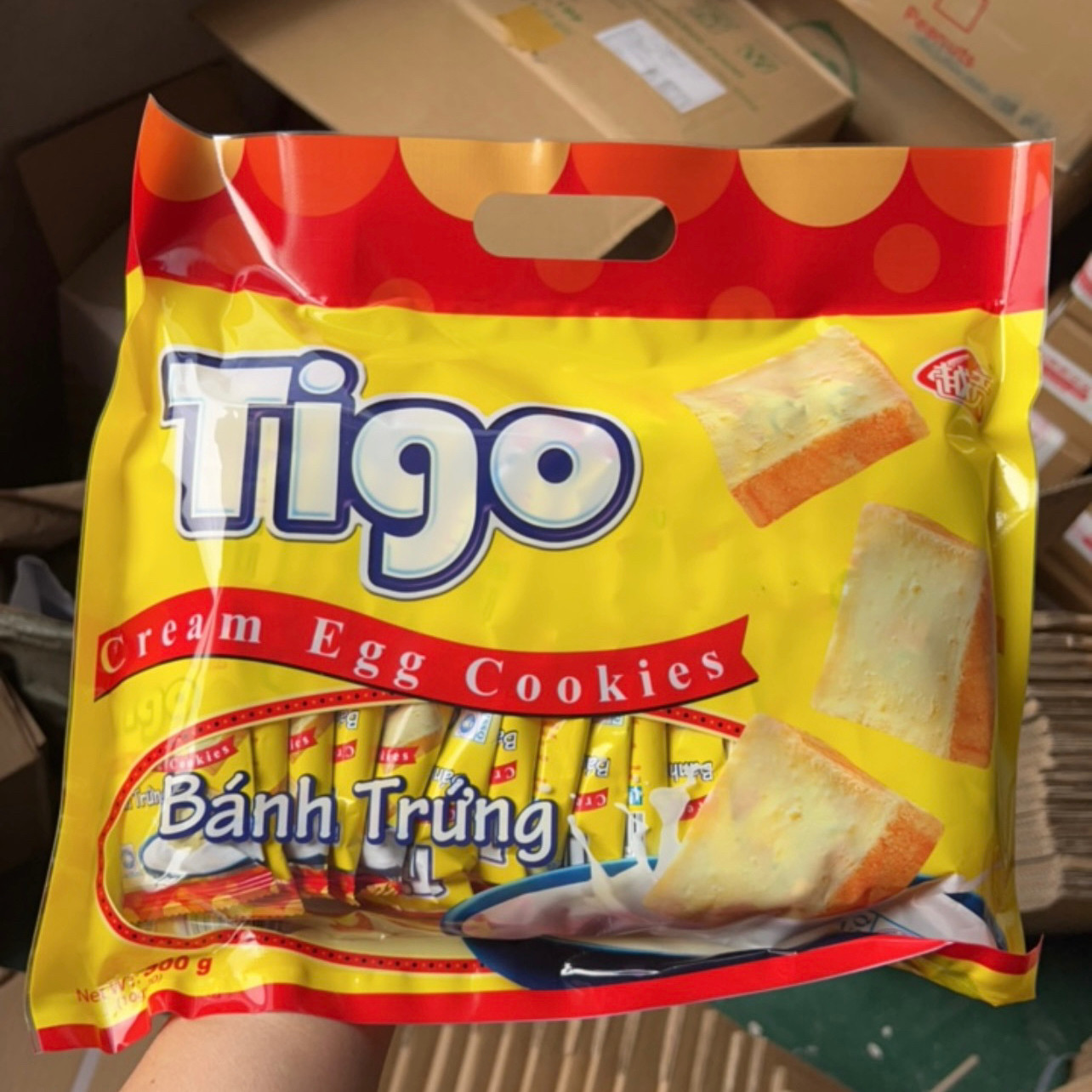 越南进口特产 Tigo面包干300克饼干牛奶鸡蛋白巧克力网红早餐零食