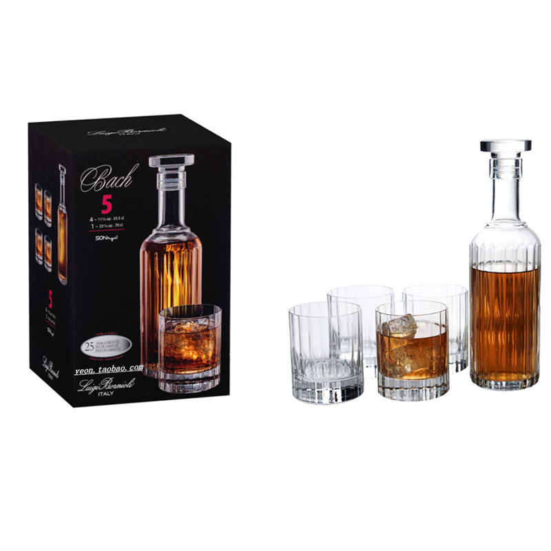 意大利Luigi Bormioli巴赫（4杯+1酒樽）威士忌水晶酒具礼盒套装