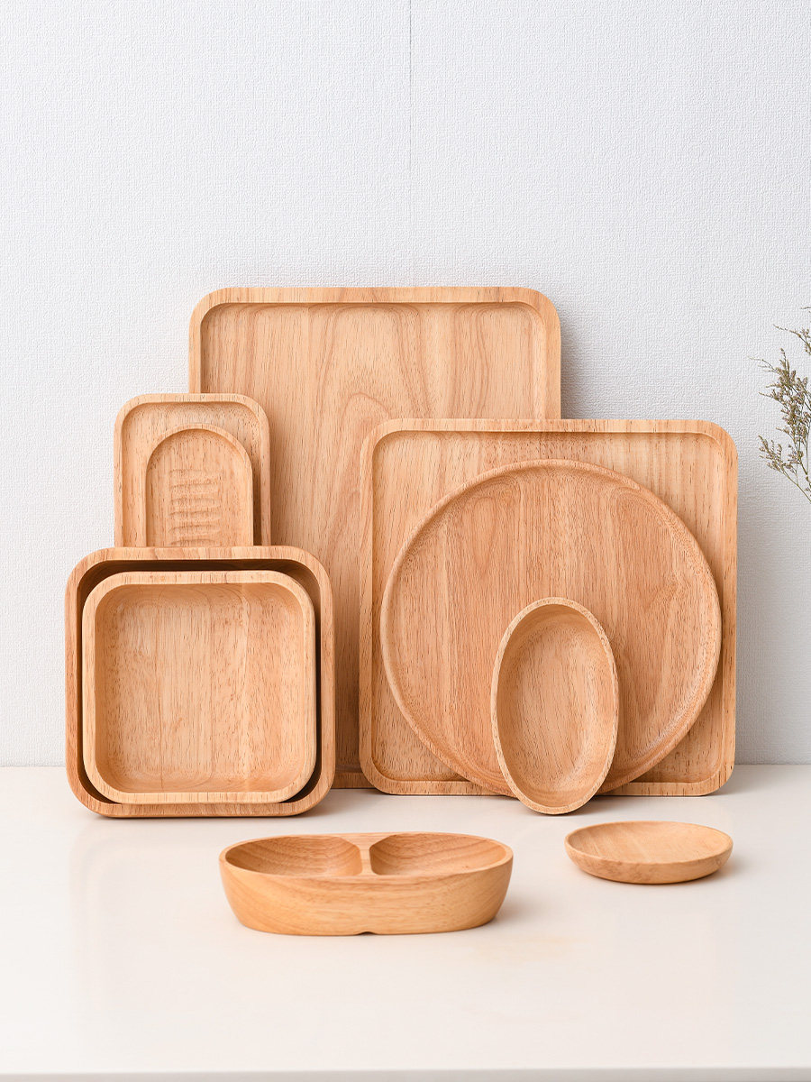 日式木质托盘长方形餐盘实木茶杯木盘木碟木制盘子木头餐具小杯盘