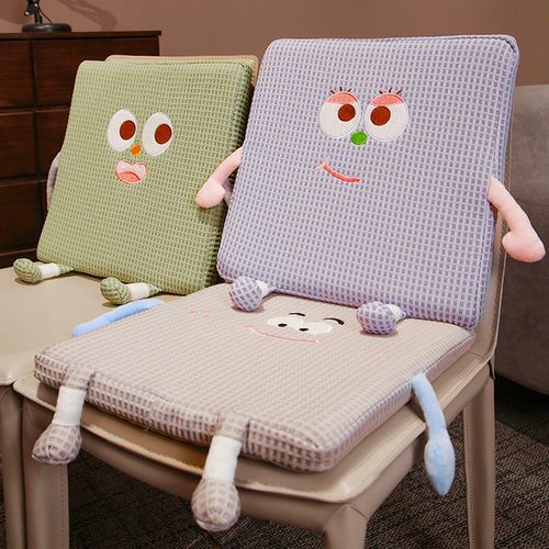 夏季小怪兽冰丝华夫格记忆棉坐垫办公室靠垫小学生座椅垫地垫蒲团