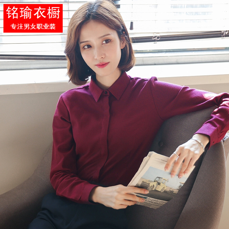 高档加绒加厚法兰绒衬衫女长袖保暖上衣棉设计感职业工装磨毛衬衣