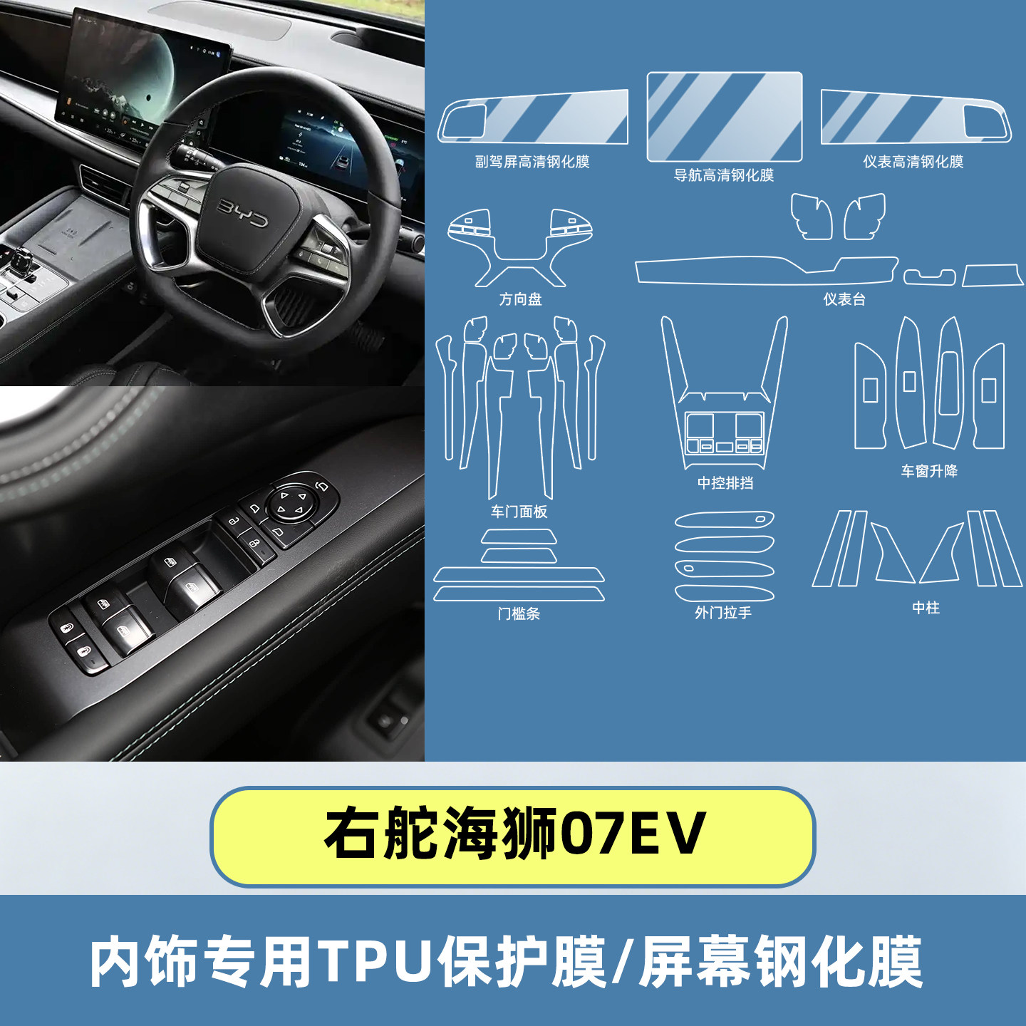 海狮07EV右舵专用内饰保护膜