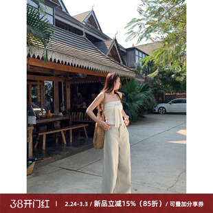 Cactishop定染色 复古阔腿休闲裤女宽松显瘦裤缝前移直筒裤长裤