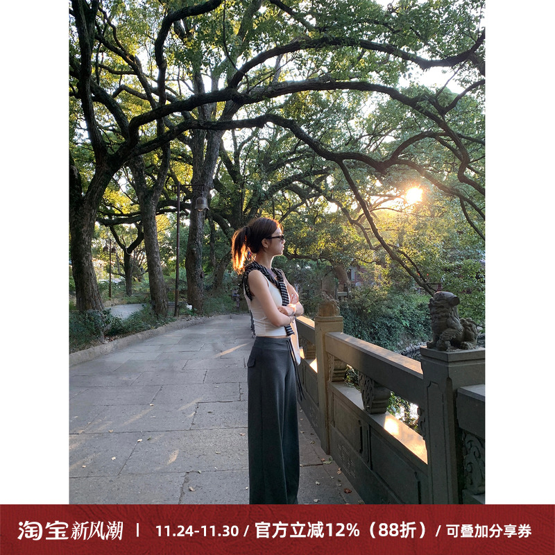 垂坠慵懒感云朵裤女松弛感阔腿裤