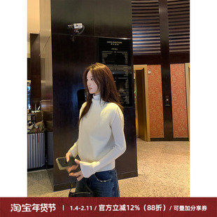 Cactishop古早美人 叠穿高领无袖针织马甲背心女白色休闲外穿上衣