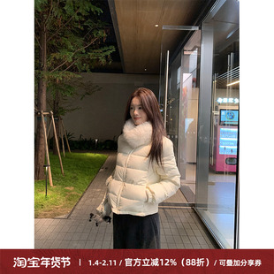 Cactishop心动女生 可拆卸毛领短款羽绒服女合身显瘦白鸭绒外套